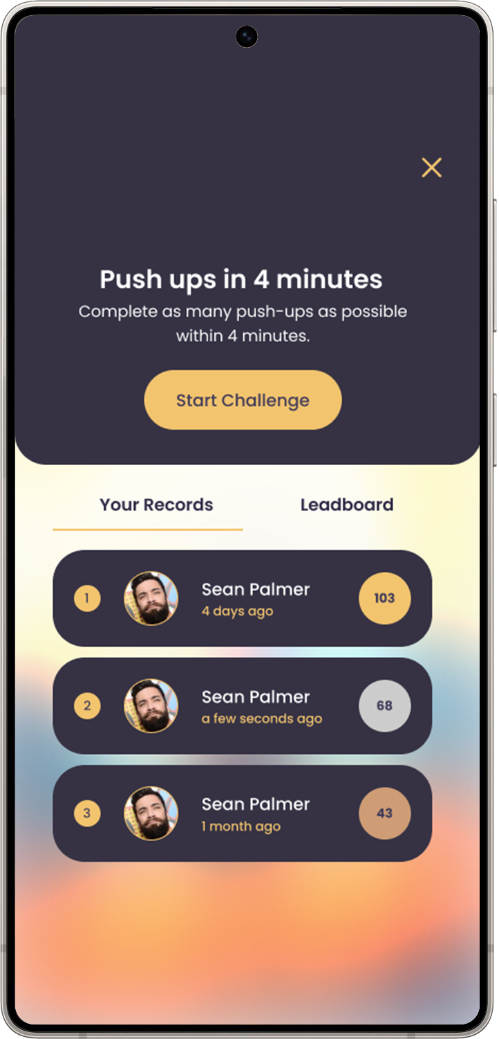 App Personal Leaderboard Preview
