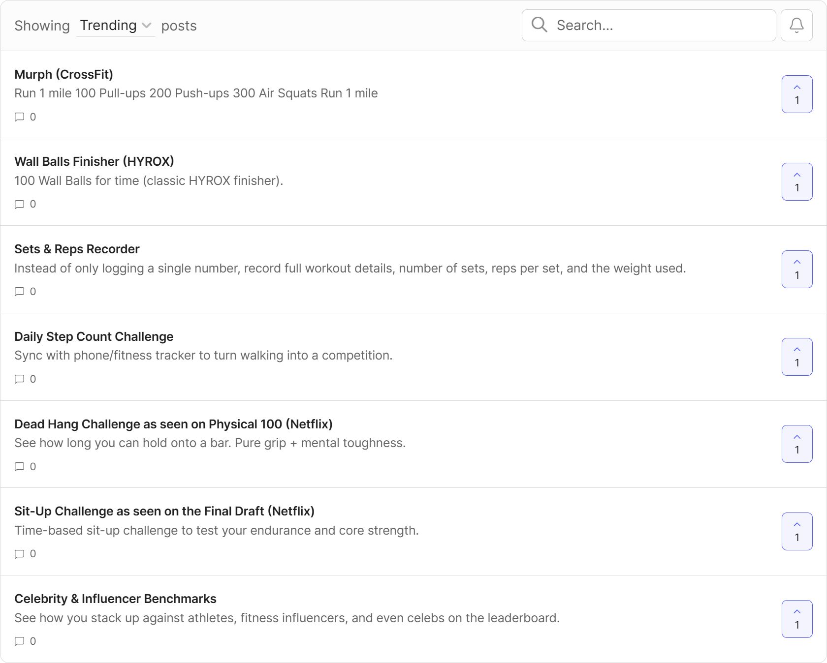 Screenshot of the feature request page